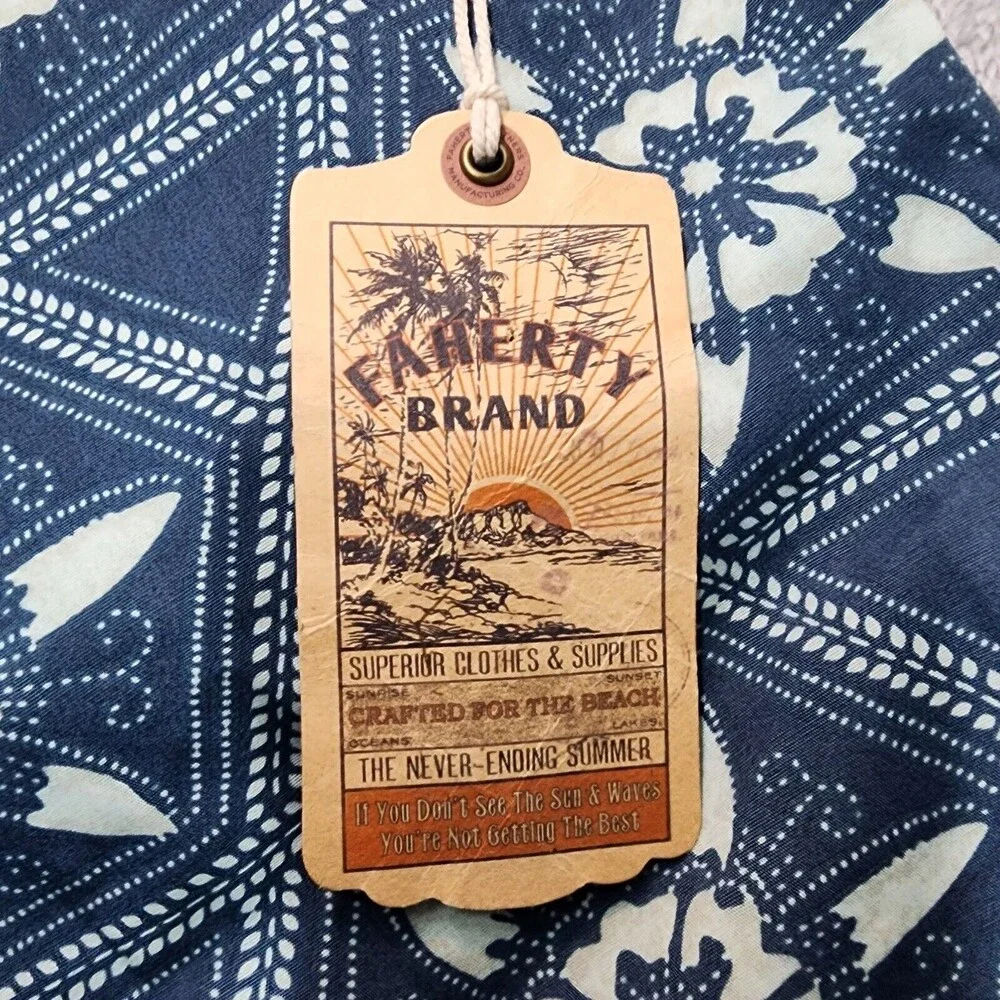NWT Faherty Men's Blue Swim Beacon Trunks Size S